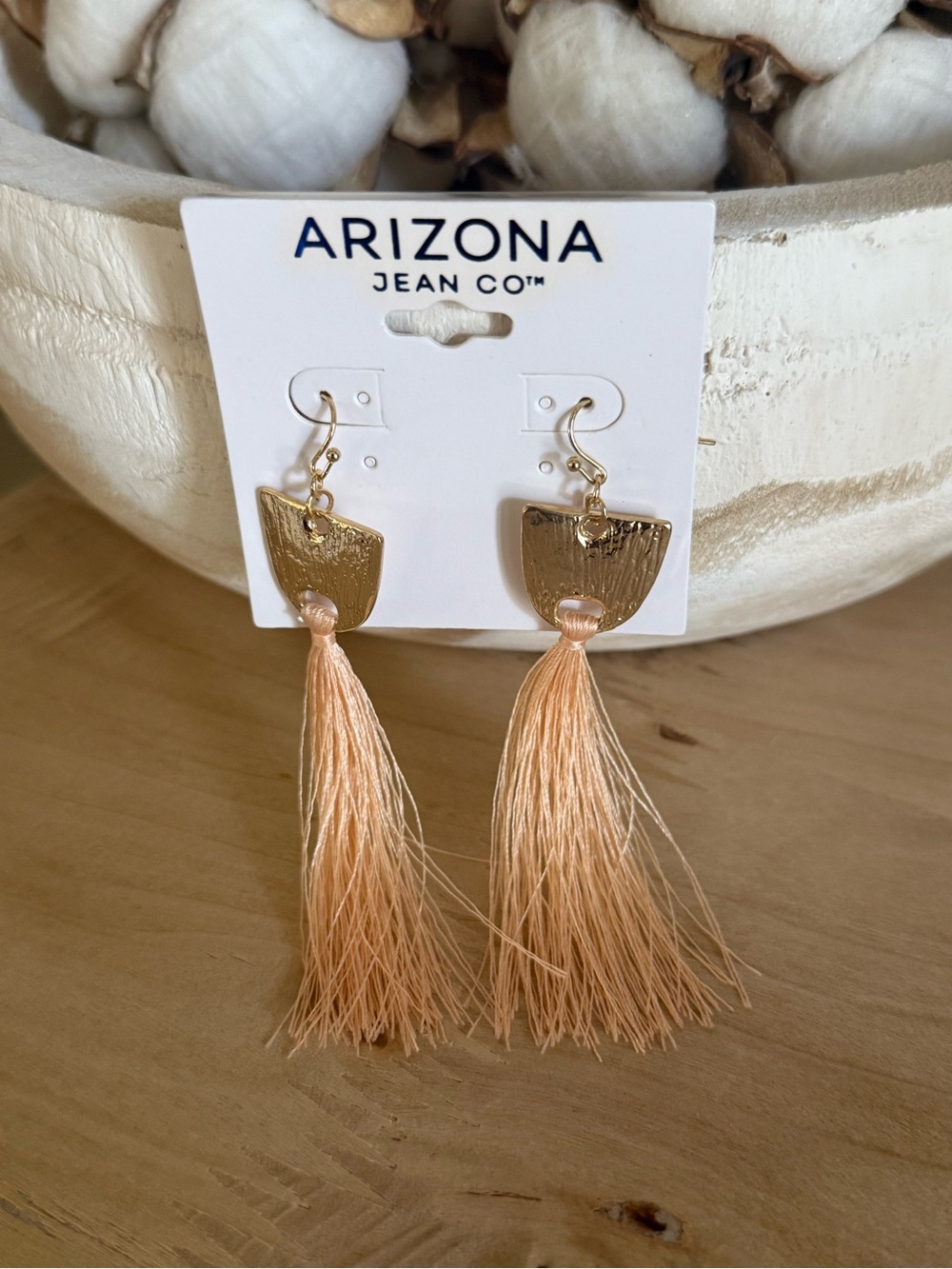 Arizona Tan Tassel Drop Earrings & Yellow Teardrop Dangles - Picture 2 of 3